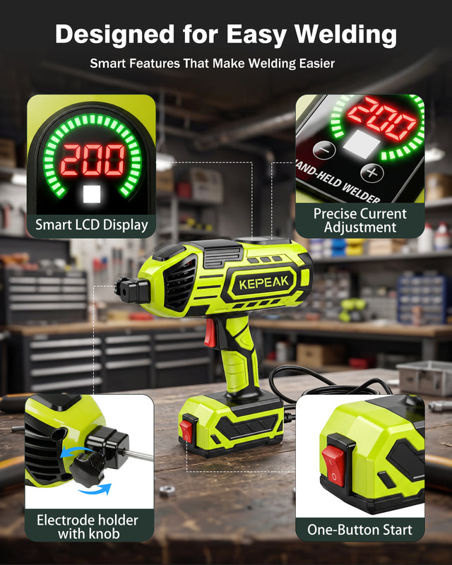 Handheld Welder, 20-200A Portable Welding Machine 110V, ARC Welder Gun with IGBT Inverter, Hot Start & Anti-Stick for for 3/32"-1/8" Rods, DIY Repair, Professional Use