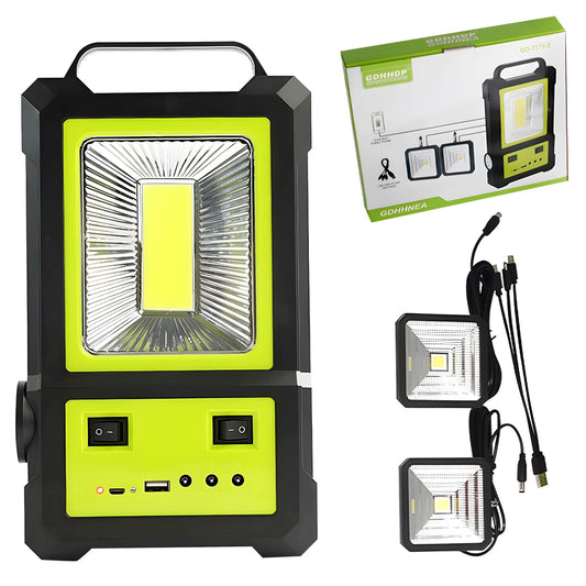 Portable Power Generator Station,3600mah Solar Panel Power Kit Battery Pack Power Station + 2 Bulbs for Outdoor Camping