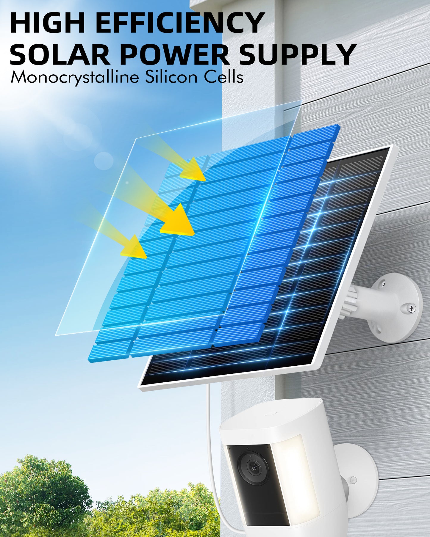 KEPEAK Solar Panel for Ring Camera Outdoor, Small Solar Panel Charger with USB-C to Ring Barrel Plug Adapter, Compatible with Rings Spotlight & Stick Up Cam Battery