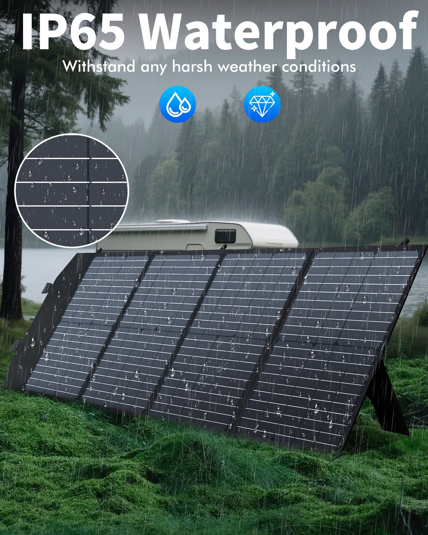 KEPEAK 100W Portable Solar Panel, Foldable Solar Panel with QC3.0 & PD, Waterproof High-Efficiency Solar Charger for RVs, Camping, Emergency Backup