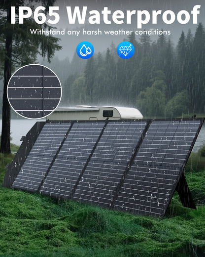 KEPEAK 100W Portable Solar Panel, Foldable Solar Panel with QC3.0 & PD, Waterproof High-Efficiency Solar Charger for RVs, Camping, Emergency Backup