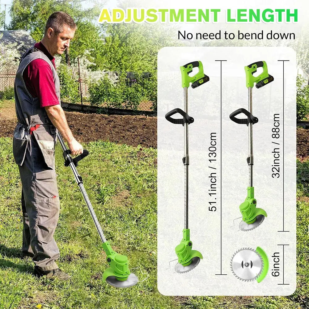 Kepeak Cordless Electric String Trimmer, 3-Blade Weed Wacker, 2×21V 4.0Ah Batteries, 3.28 lbs Lightweight Grass Cutter for Lawns, Hedges