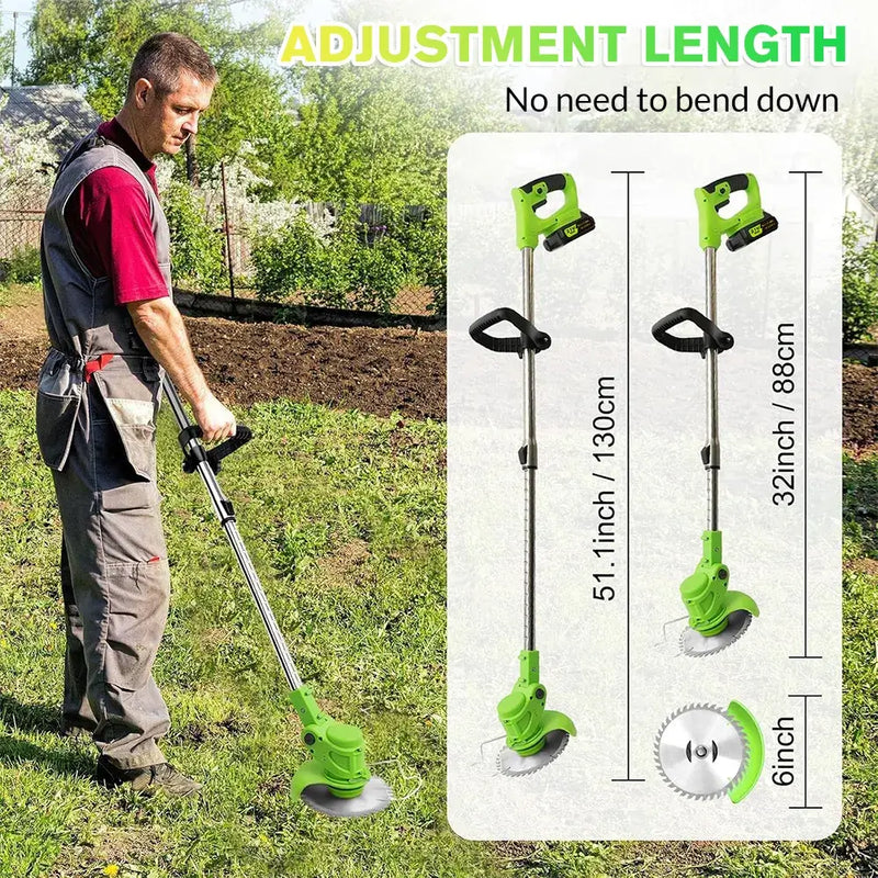 Kepeak Cordless Electric String Trimmer, 3-Blade Weed Wacker, 2×21V 4.0Ah Batteries, 3.28 lbs Lightweight Grass Cutter for Lawns, Hedges
