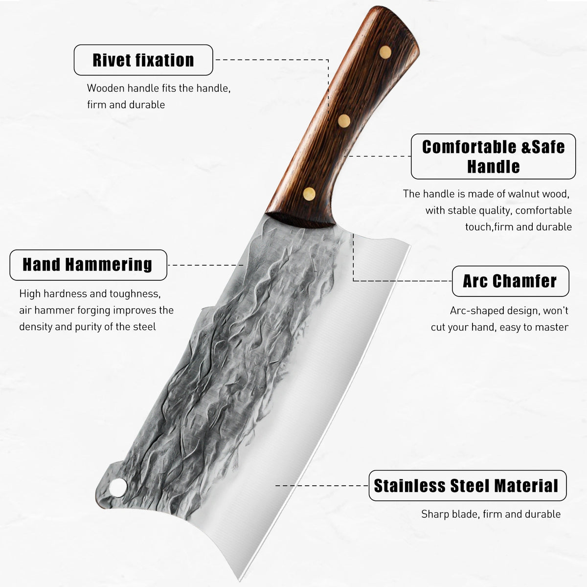 7PCS Butcher Knife Set,Kepeak Hand Forged Meat Cleaver Knife,Meat Cutting Kitchen Knife Set for Home, Outdoor Cooking, Camping BBQ