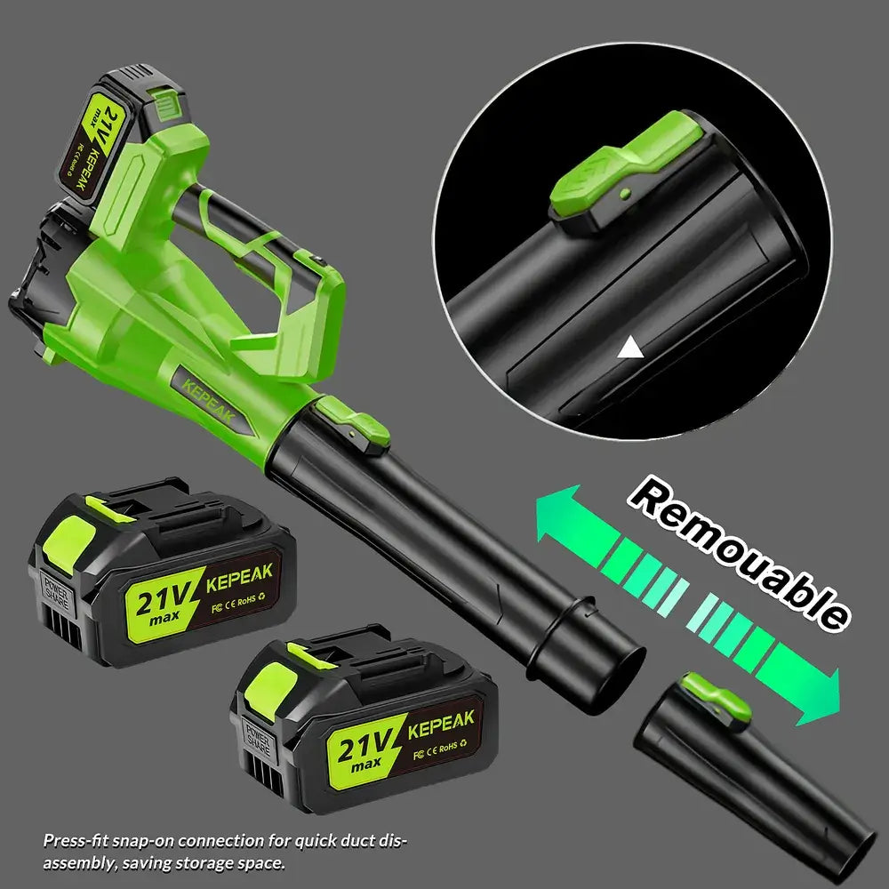 Cordless Leaf Blower 21V, Kepeak 440W High-Speed Motor, Dual 1300mAh Rechargeable Batteries, Fast Cleaning