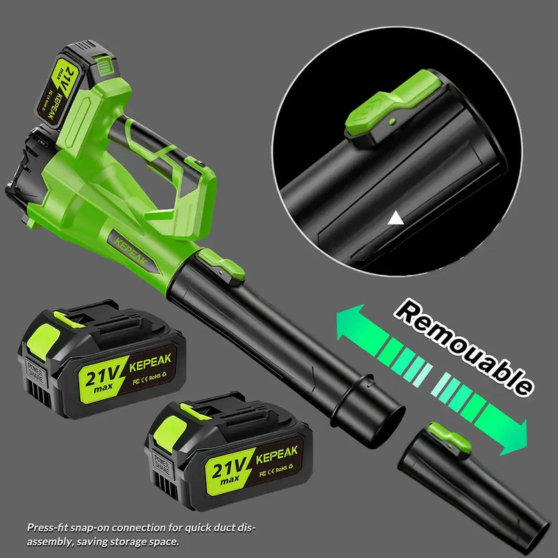 Cordless Leaf Blower 21V, Kepeak 440W High-Speed Motor, Dual 1300mAh Rechargeable Batteries, Fast Cleaning