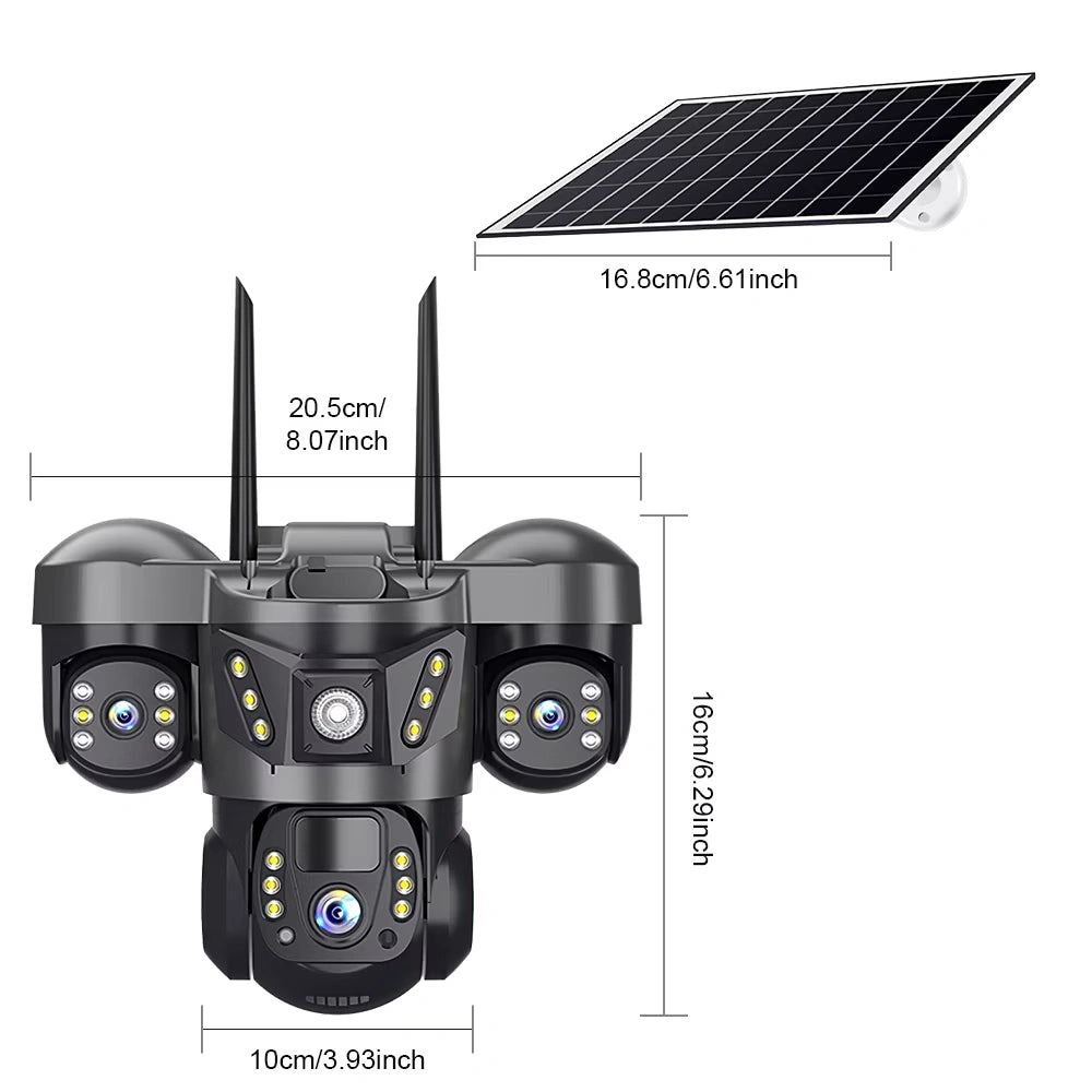 Kepeak Solar Outdoor Wireless Security Camera,Triple 3MP Lens PTZ, Night Vision, PIR,Two-Way Audio,32GB SD Card Included