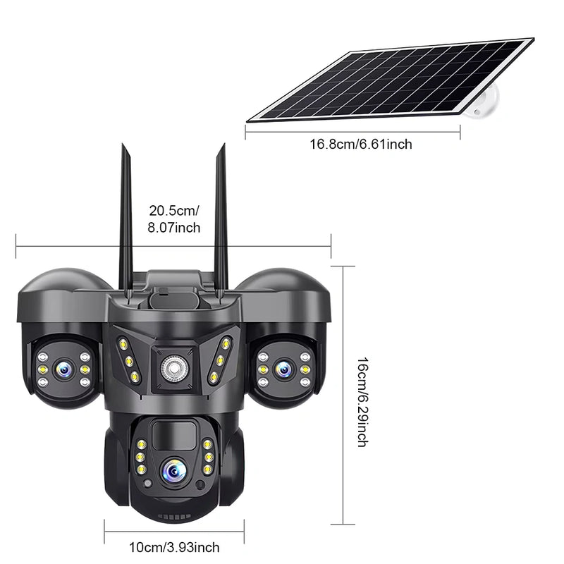 Kepeak Solar Outdoor Wireless Security Camera,Triple 3MP Lens PTZ, Night Vision, PIR,Two-Way Audio,32GB SD Card Included