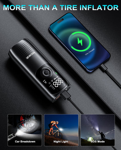 Tire Pump,Tire Inflator Car Tire Inflator with Digital Pressure Gauge, Fast Inflation, Auto Tire Pump for Car Tires, Motorcycles, Bikes or Balls