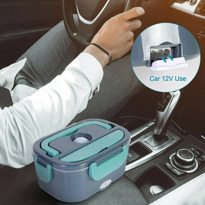 Electric Heating Lunch Box Food Heater/Warmer Portable Heated Lunch Boxes for Car truck and Home Work Adults Electric Lunch Box - Leak Proof, 1.5L Removable 304 Stainless Steel Container,Green
