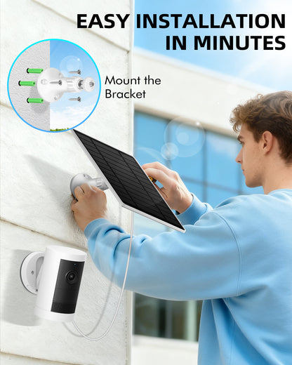 KEPEAK Solar Panel for Ring Camera Outdoor, Small Solar Panel Charger with USB-C to Ring Barrel Plug Adapter, Compatible with Rings Spotlight & Stick Up Cam Battery