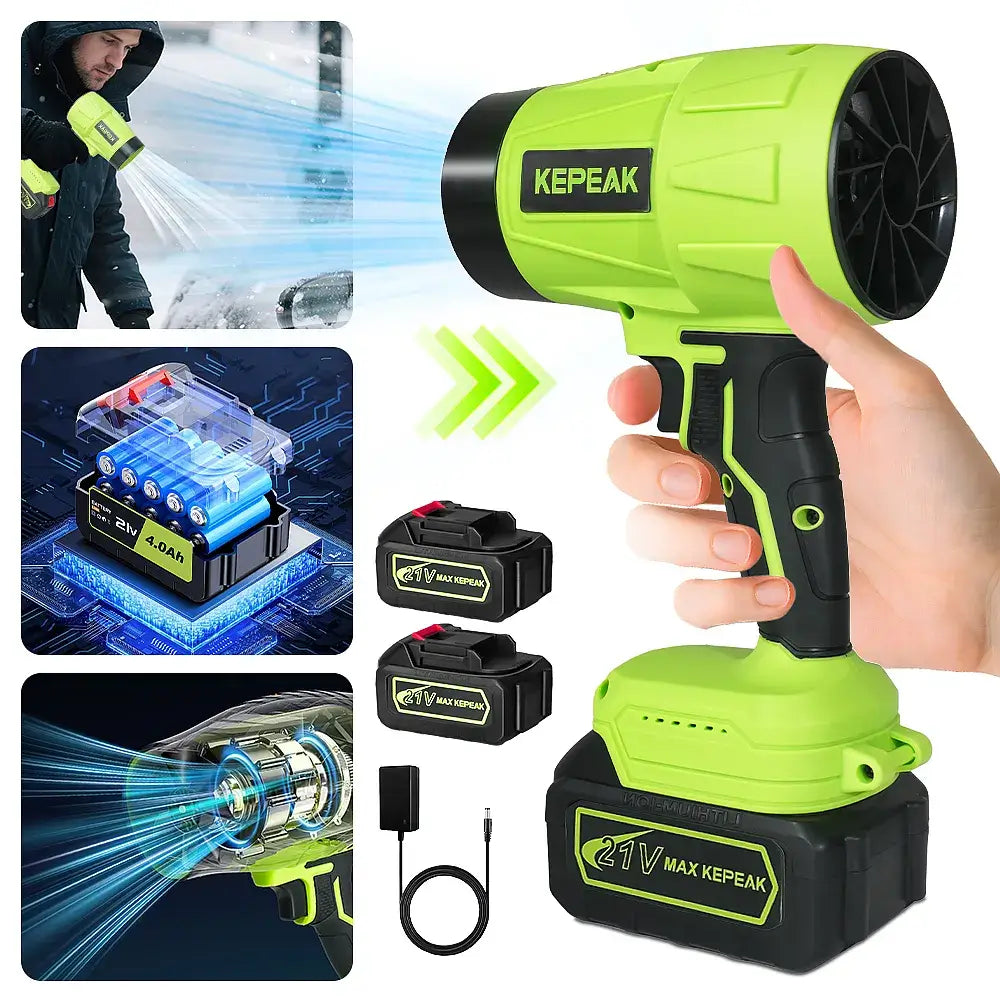 Cordless Electric Leaf Blower Kepeak Portable Handheld Leaf Blower with Adjustable Speed, 2 x 4.0Ah Batteries for Lawn, Garden, Patio, Yard Cleaning