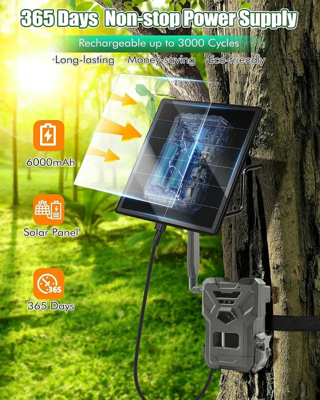KEPEAK Solar Panel for Trail Cameras - 6000mAh Battery, Solar Battery Charger 12 Volt, Waterproof, Ideal for 24/7 Wildlife Monitoring