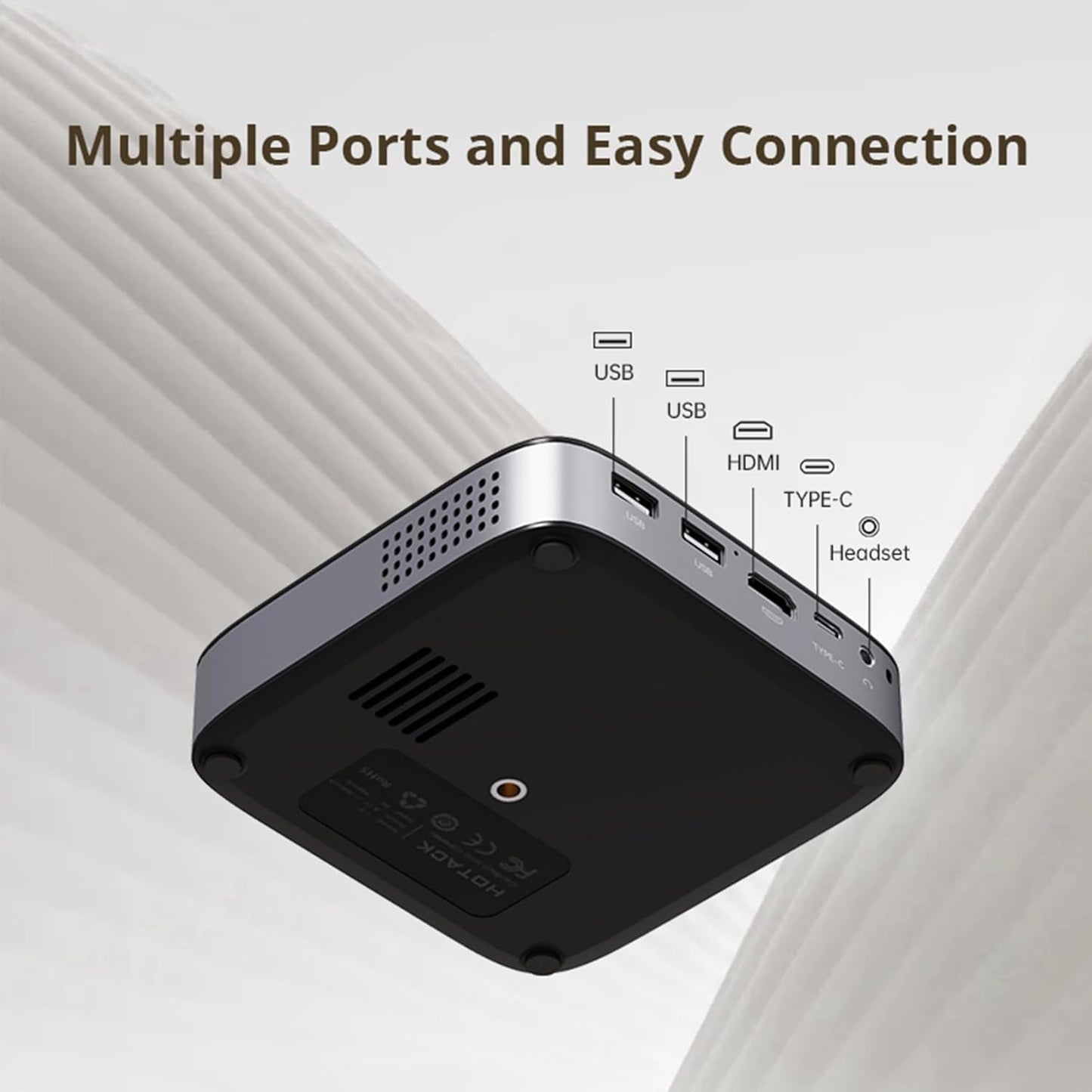 Outdoor Projector, Mini Projector with WiFi and Bluetooth Portable Supported 4K Resolution with Battery, Auto Keystone Correction Rotatable Wall Movie Projector for Bedroom Outdoor HDMI USB