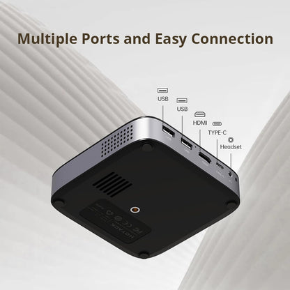 Outdoor Projector, Mini Projector with WiFi and Bluetooth Portable Supported 4K Resolution with Battery, Auto Keystone Correction Rotatable Wall Movie Projector for Bedroom Outdoor HDMI USB