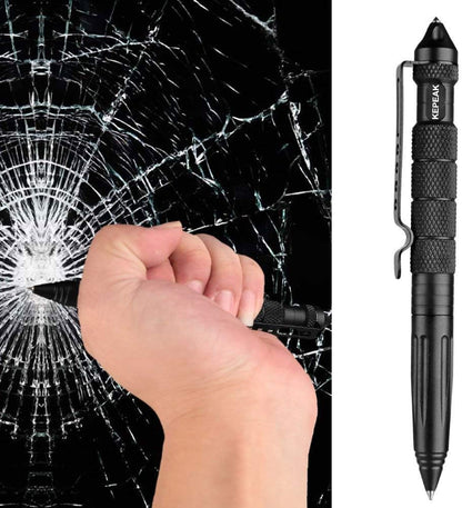 KEPEAK Military Tactical Pen, Professional Self Defense Pen, Emergency Glass Breaker Pen - Tungsten Steel, Writing Tool with 6 Refill