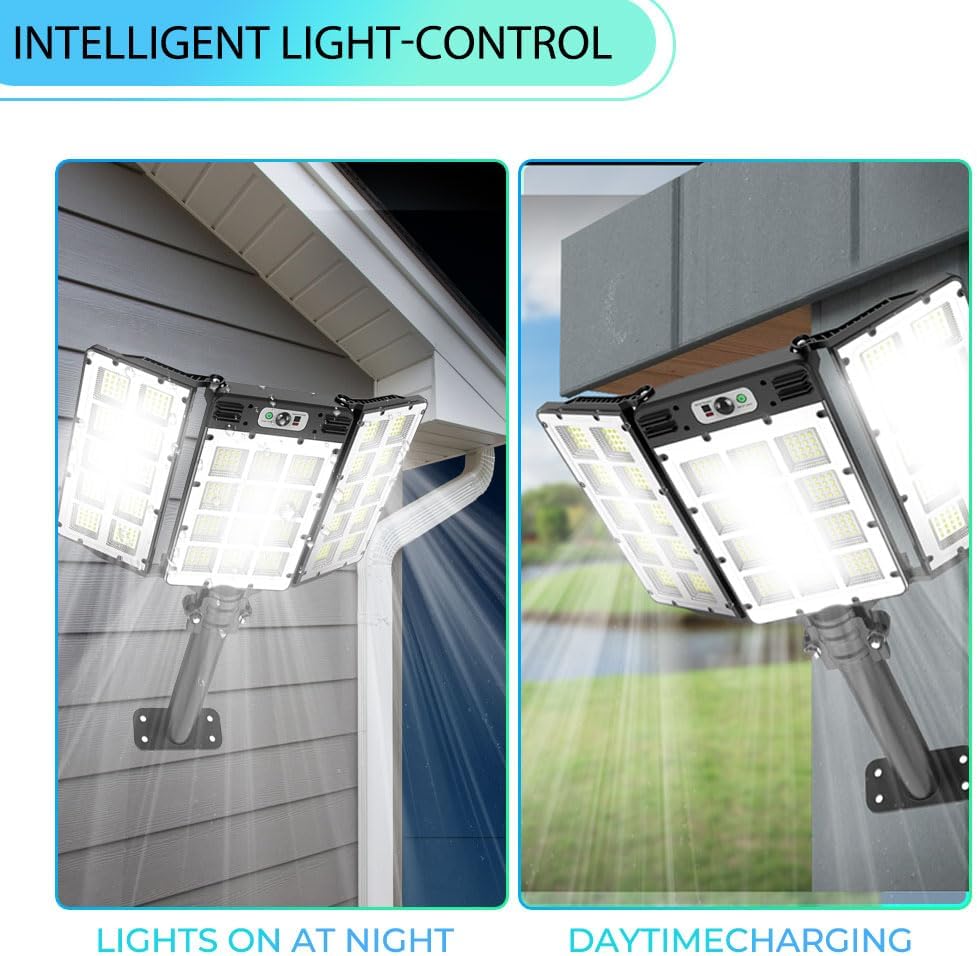 KEPEAK Solar Street Lights,6000mAh 800LED Motion Sensor Outdoor Lights with Remote Control, IP66 Waterproof Adjustable Flood Light Outdoor for Yard, Garden, Pathway