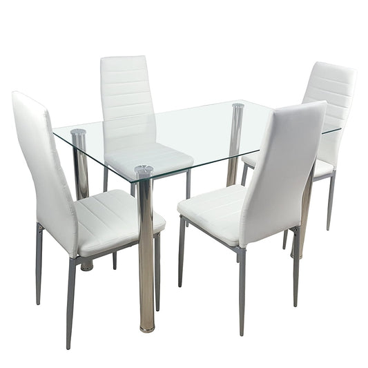 White Dining Chairs Set of 4 for Kitchen Dining Room, High Backrest,PU Modern Dining Chair for Restaurant, Living Room(No Table)