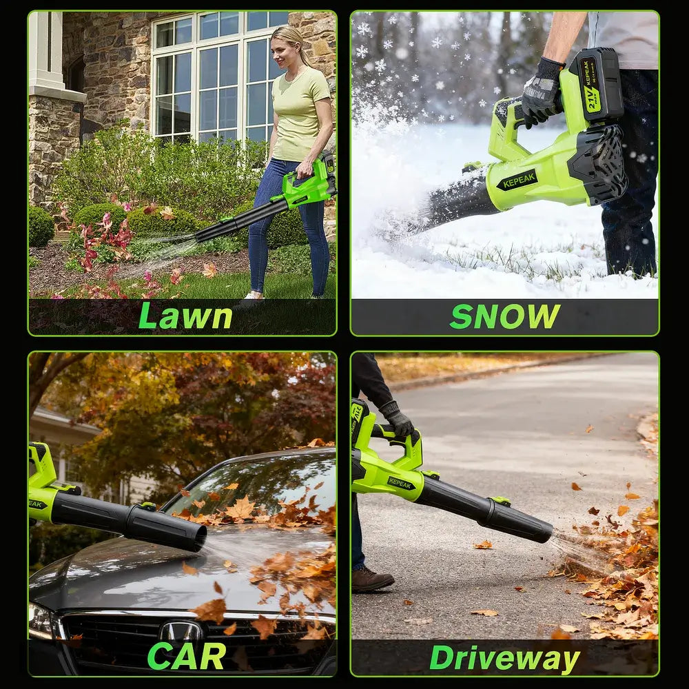 Cordless Leaf Blower 21V, Kepeak 440W High-Speed Motor, Dual 1300mAh Rechargeable Batteries, Fast Cleaning