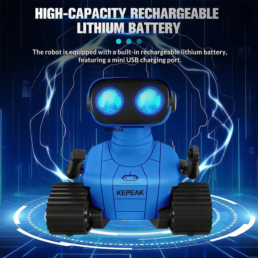 Kids Remote Control Robot Toy with LED eyes, Moves & Music Flexible Head & Arms