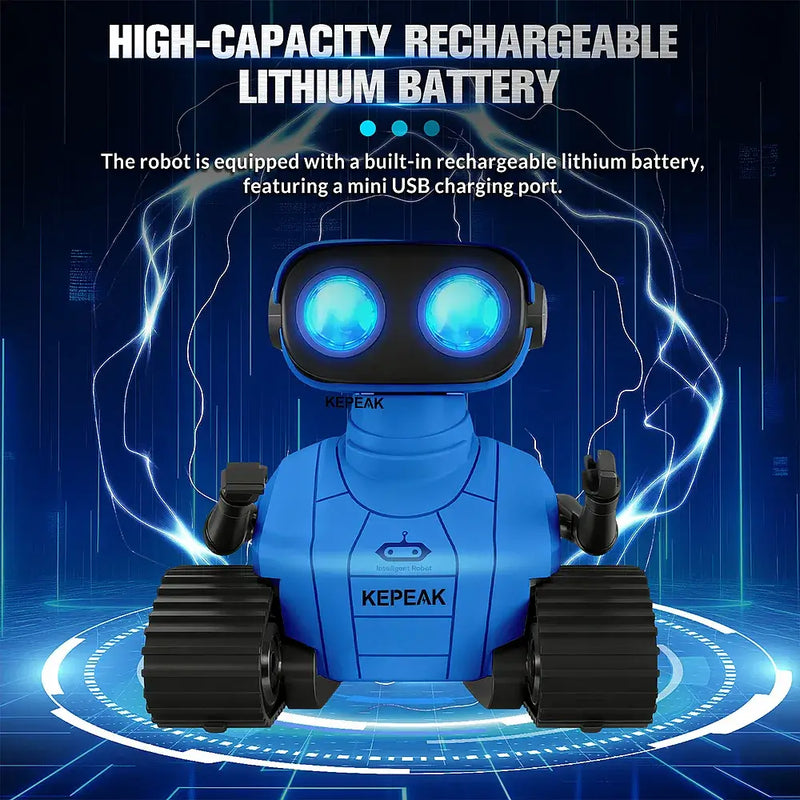 Kids Remote Control Robot Toy with LED eyes, Moves & Music Flexible Head & Arms
