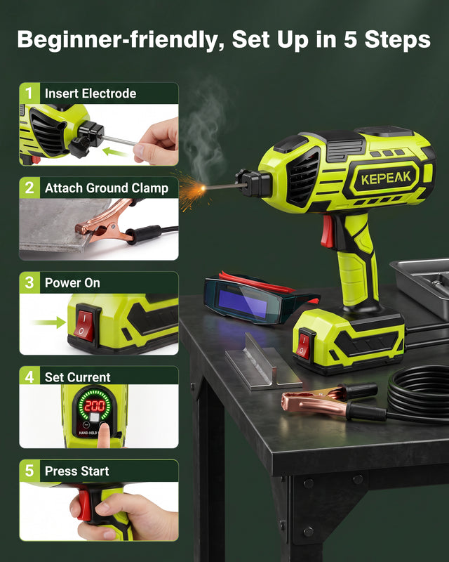 Handheld Welder, 20-200A Portable Welding Machine 110V, ARC Welder Gun with IGBT Inverter, Hot Start & Anti-Stick for for 3/32"-1/8" Rods, DIY Repair, Professional Use