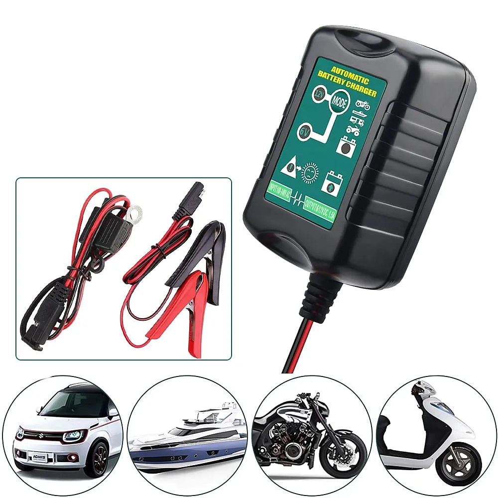 Kepeak Automatic Battery Charger Maintainer Motorcycle Trickle Float for 6V 12V Battery