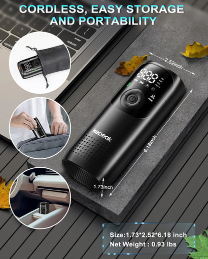 Tire Pump,Tire Inflator Car Tire Inflator with Digital Pressure Gauge, Fast Inflation, Auto Tire Pump for Car Tires, Motorcycles, Bikes or Balls