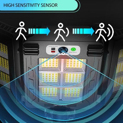 KEPEAK Solar Street Lights,6000mAh 800LED Motion Sensor Outdoor Lights with Remote Control, IP66 Waterproof Adjustable Flood Light Outdoor for Yard, Garden, Pathway