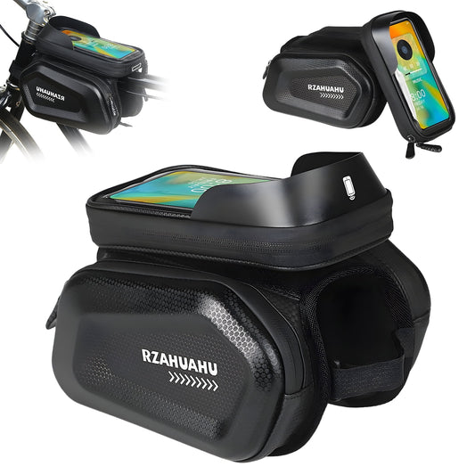Kepeak Bike Frame Tube Bag with Touchable Phone Holder - Bicycle Waterproof Two Sides Twins Handlebar Front Bag with 2L Capacity Phone Below 7.0¡±