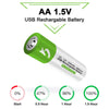 USB AA Lithium ion Rechargeable AA Battery, High Capacity 1.5V 2600mWh, 1.5 H Fast Charge, 4-Pack