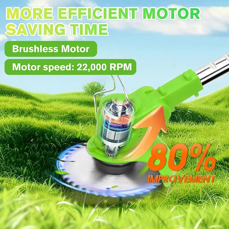 Kepeak Cordless Electric String Trimmer, 3-Blade Weed Wacker, 2×21V 4.0Ah Batteries, 3.28 lbs Lightweight Grass Cutter for Lawns, Hedges