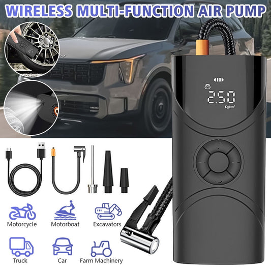 Air Compressor Portable Tire Inflator,KEPEAK 6000mAh Electric Air Pump, 150PSI Cordless Bike Pump, [Pressure Gauge] [LED Light] [LCD Display] Fast inflate for Cars, Bikes, Balls, Motorcycles