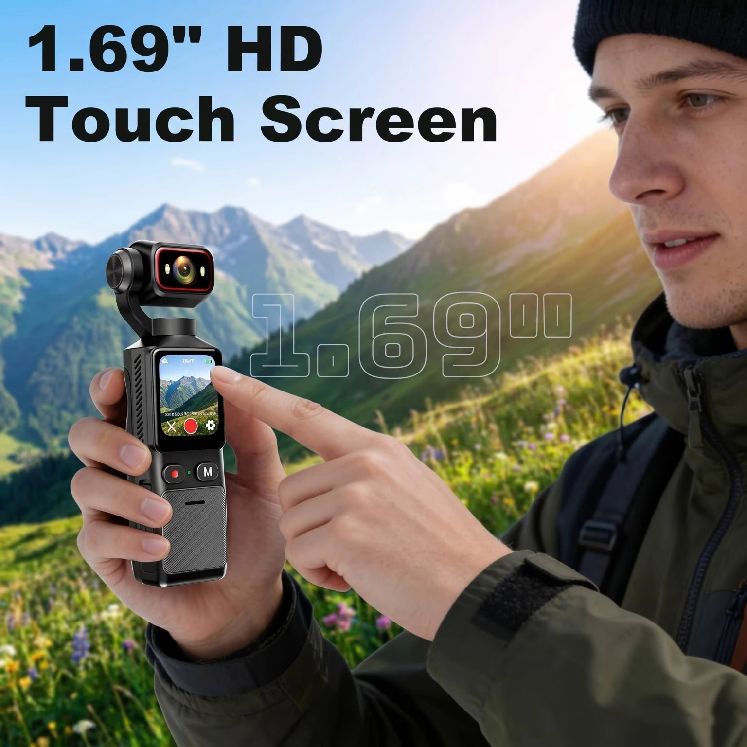 Kepeak 4K WiFi Action Camera, 48MP, 180° Rotating Lens, Electronic Image Stabilization, 1.69-Inch Touch Screen, 2000mAh Battery