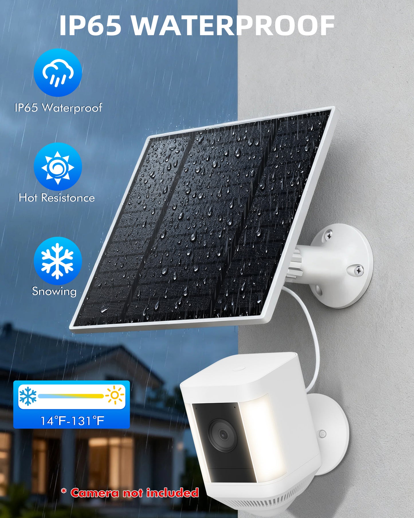 KEPEAK Solar Panel for Ring Camera Outdoor, Small Solar Panel Charger with USB-C to Ring Barrel Plug Adapter, Compatible with Rings Spotlight & Stick Up Cam Battery