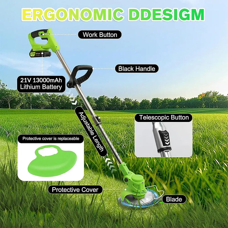 Kepeak Cordless Electric String Trimmer, 3-Blade Weed Wacker, 2×21V 4.0Ah Batteries, 3.28 lbs Lightweight Grass Cutter for Lawns, Hedges