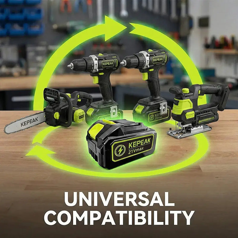 21V 2.6Ah Rechargeable Lithium-Ion Battery - Compatible with Kepeak Power Tools, 20-45 Mins Working Time, 2-3H Fast Charging, Triple Protection System