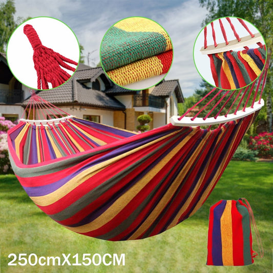 Feoflen Double Camping Hammock, Hanging Chair Outdoor Swing Sleeping Bed for Garden, with/without Pole