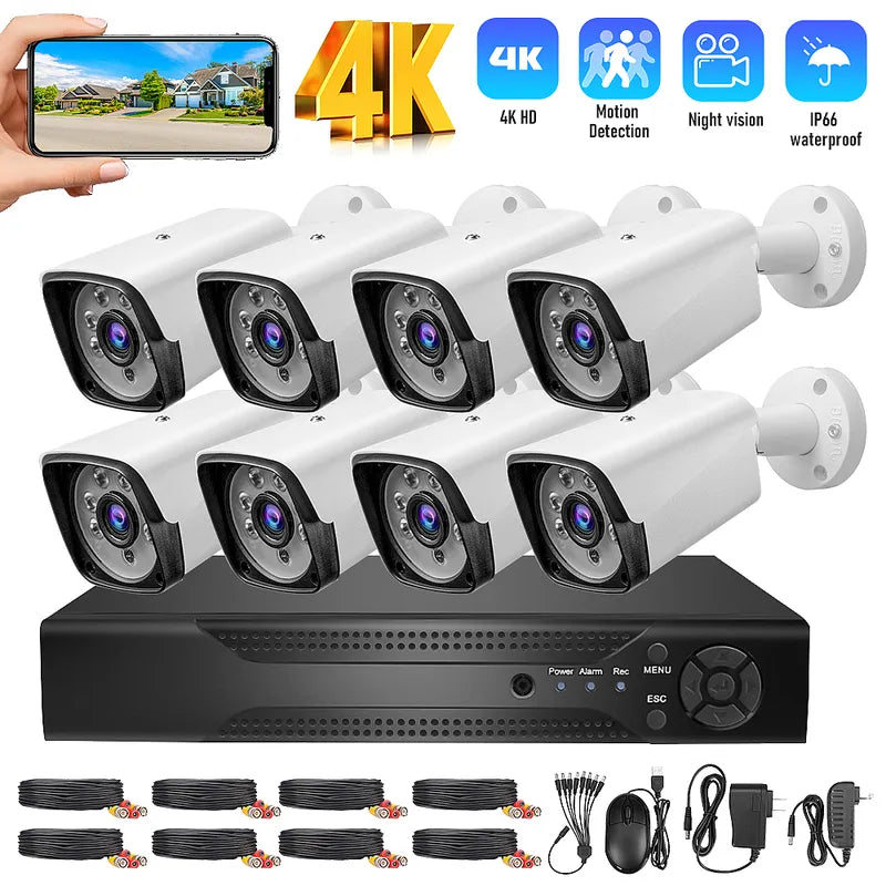 4CH/8CH 1080P AHD CCTV Camera Security System IP66 Waterproof Night Vision