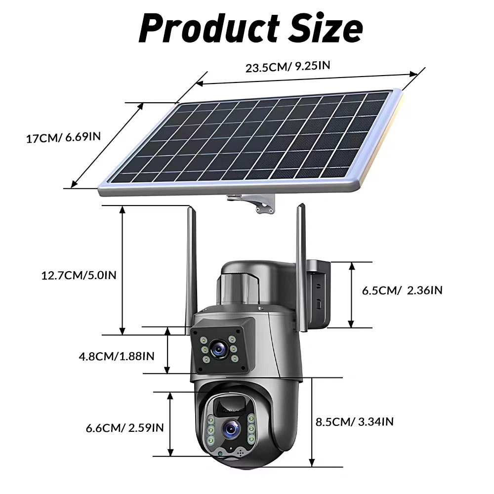 Kepeak Wireless Solar Security Camera Outdoor Dual Lens 1296P, 5G/2.4G WiFi Home Surveillance Camera with PIR Human Detection, Two-Way Audio, Color Night Vision, IP66 Waterproof
