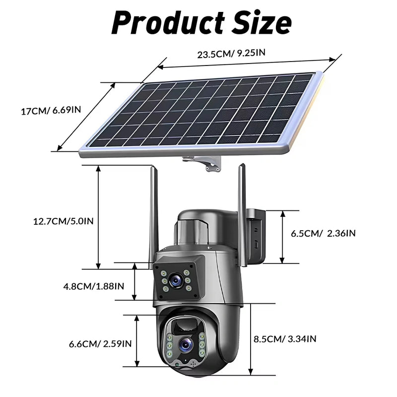 Kepeak Wireless Solar Security Camera Outdoor Dual Lens 1296P, 5G/2.4G WiFi Home Surveillance Camera with PIR Human Detection, Two-Way Audio, Color Night Vision, IP66 Waterproof