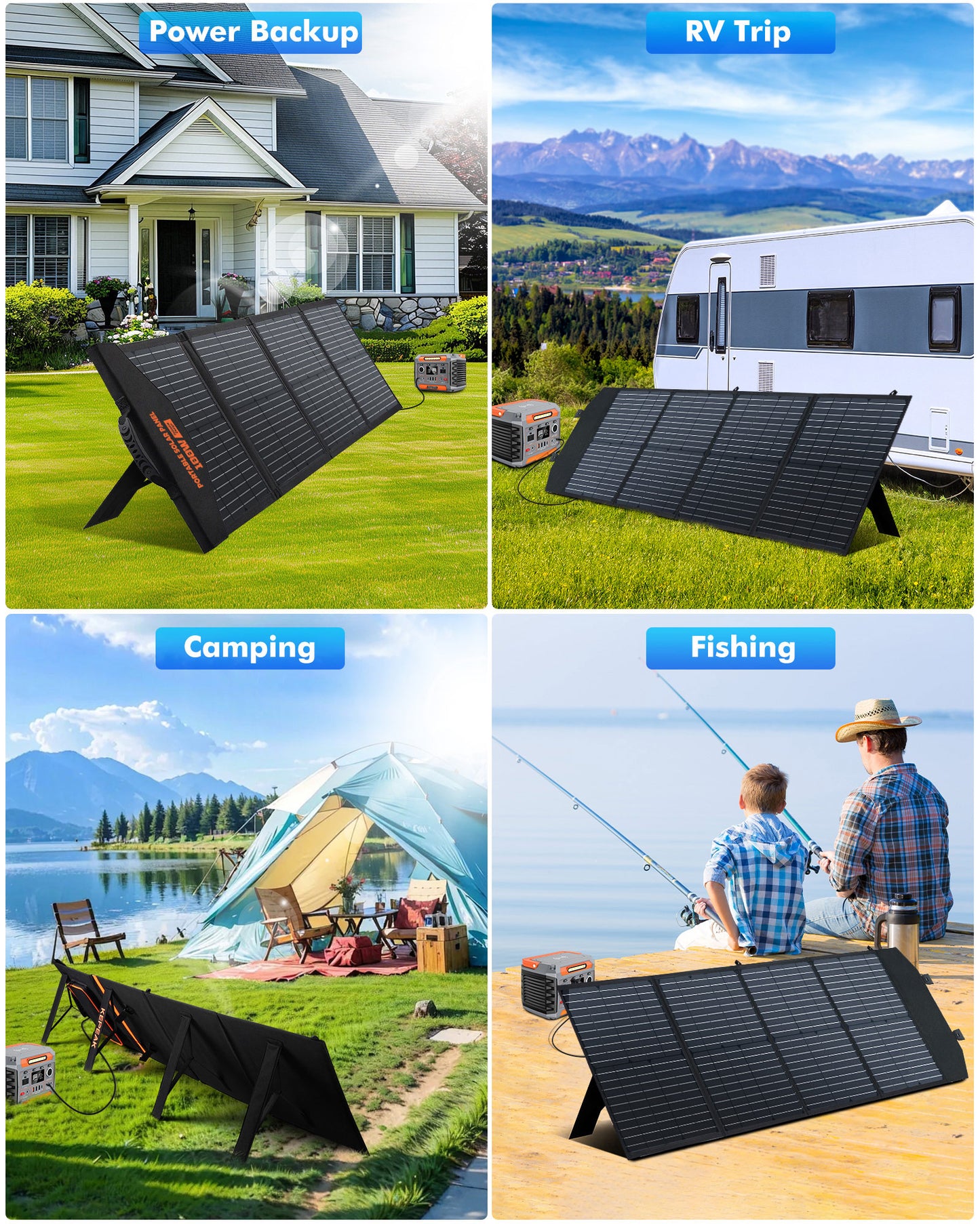 KEPEAK 100W Portable Solar Panel, Foldable Solar Panel with QC3.0 & PD, Waterproof High-Efficiency Solar Charger for RVs, Camping, Emergency Backup