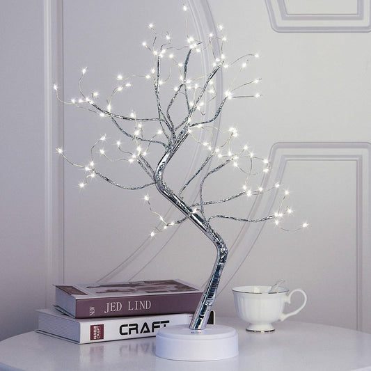Tabletop Bonsai Tree Lights, DIY LED Artificial Tree Lamp,Battery/USB Operated Night Light for Room Decor, Wedding,Christmas(White, 108 LED)