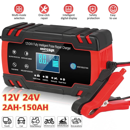 AC DC 12V/8A 24V/4A Automatic Car Battery Charger, Trickle Battery Charger, Power Battery Maintainer for Car, Automotive, Vehicle, Motorcycle
