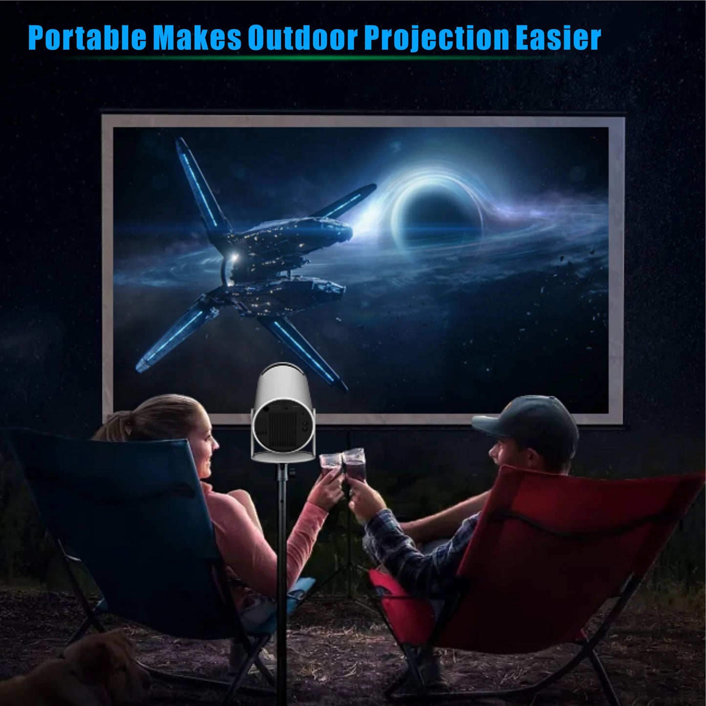 Mini Projector, Projector with WiFi and Bluetooth Portable Full HD Support, Auto Keystone Correction Wall Movie Rotatable Projector for Bedroom Outdoor Phone/HDMI/USB/Laptop