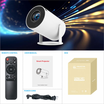 Mini Projector, Projector with WiFi and Bluetooth Portable Full HD Support, Auto Keystone Correction Wall Movie Rotatable Projector for Bedroom Outdoor Phone/HDMI/USB/Laptop