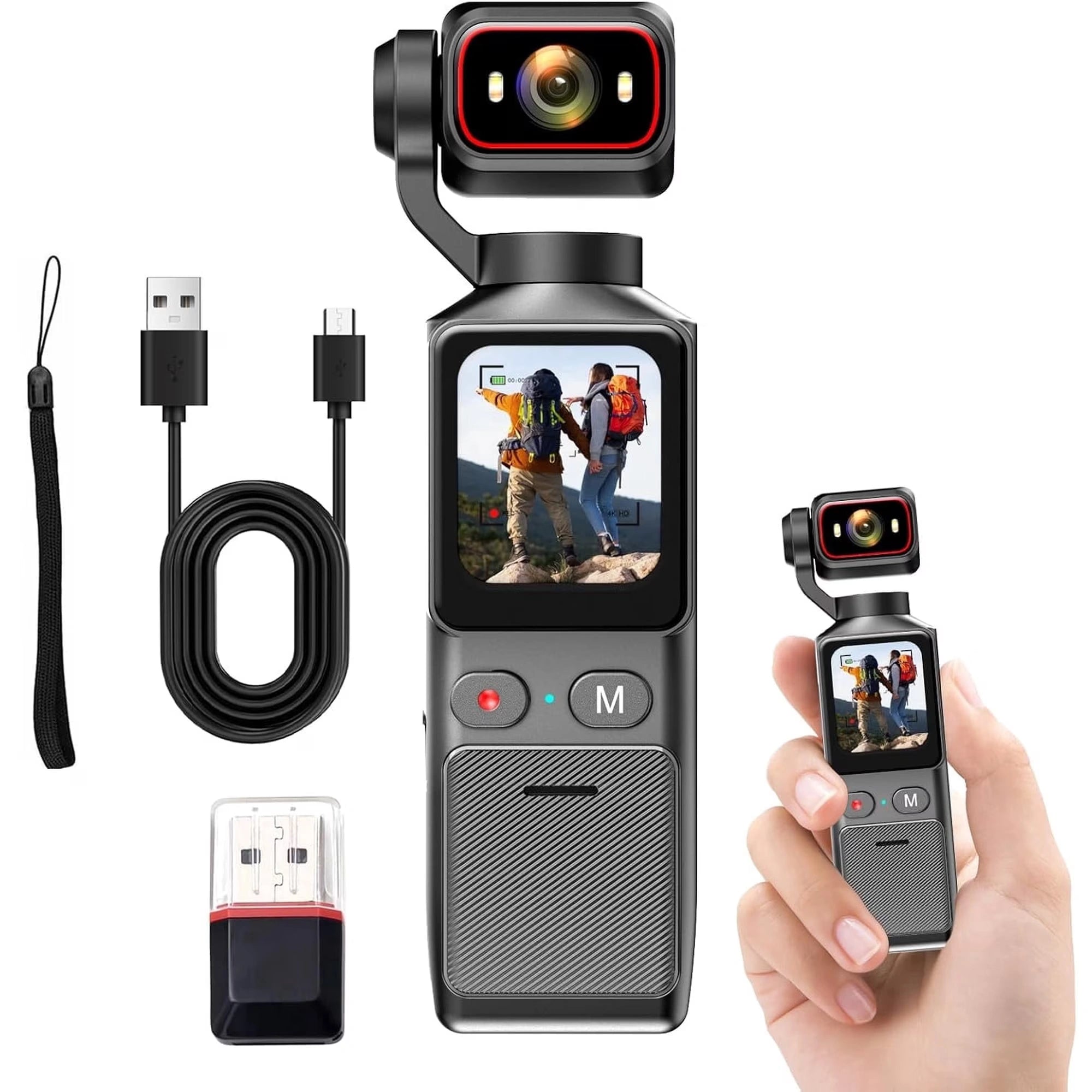 Kepeak 4K WiFi Action Camera, 48MP, 180° Rotating Lens, Electronic Image Stabilization, 1.69-Inch Touch Screen, 2000mAh Battery