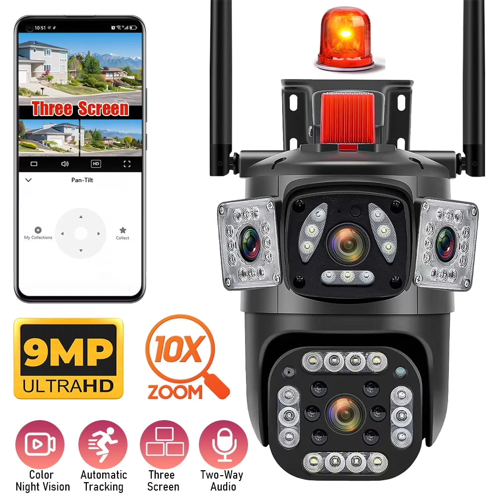 Kepeak Outdoor WiFi Security Camera with 3×3MP Lenses, 360° Panoramic View, Color Night Vision, Smart Motion Detection, 2-Way Talk, Waterproof Surveillance Camera for Home