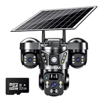 Kepeak Solar Outdoor Wireless Security Camera,Triple 3MP Lens PTZ, Night Vision, PIR,Two-Way Audio,32GB SD Card Included