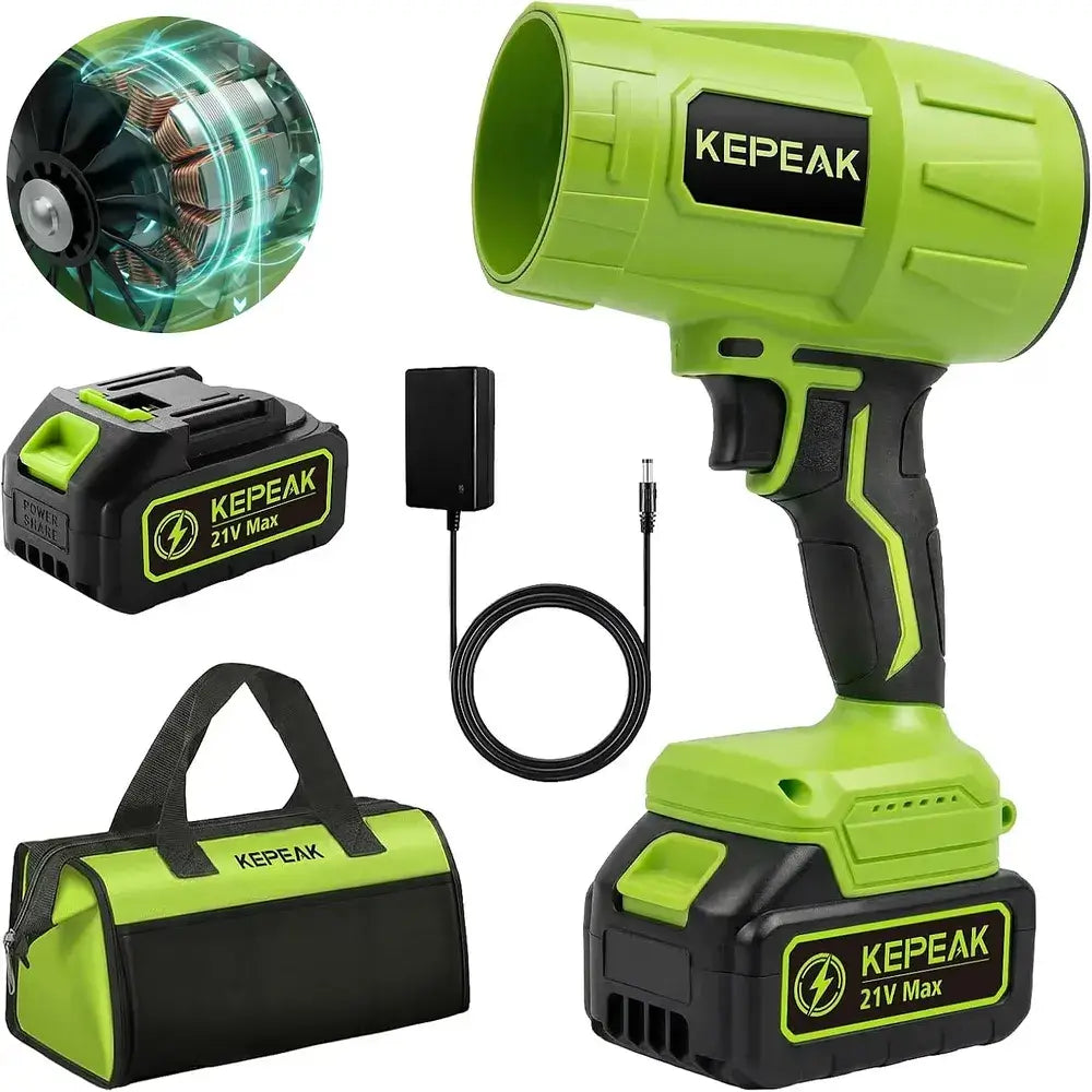 Cordless Leaf Blower KEPEAK 990K RPM 2x21V Batteries Fast Charger Lightweight